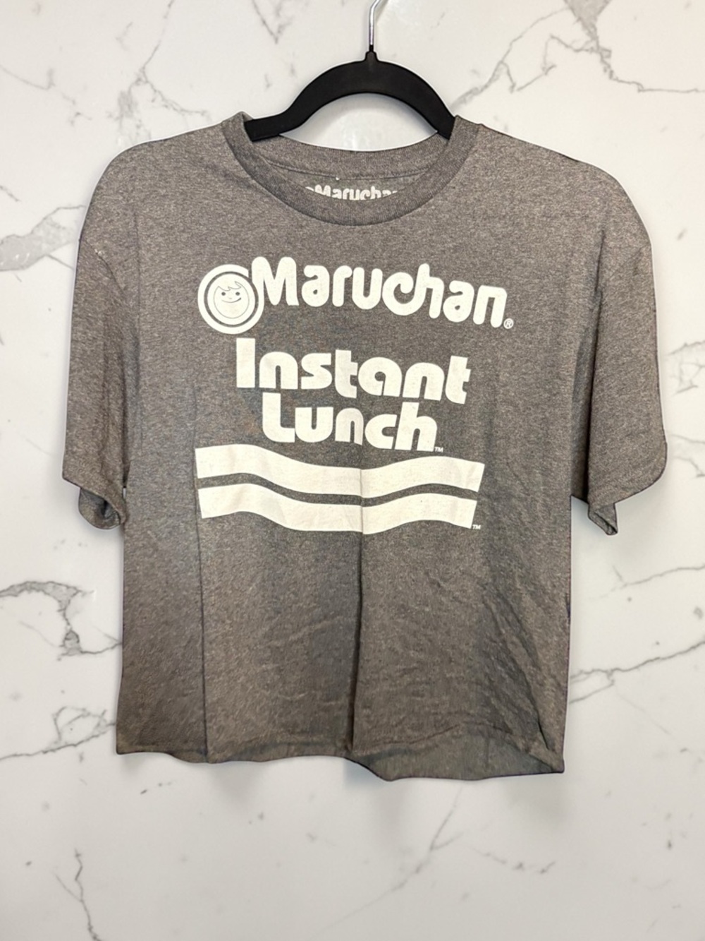 Maruchan Instant Lunch Gray Logo Tee Cropped